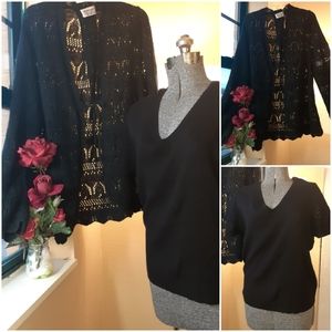 Sweater Jacket + Crochet Sleeve Top